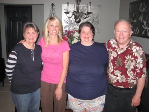 From left to right: My mother (Gail), my sister (Cherie), Me  and my father (Mike). My family has always loved me no matter what size I was. This photo was taken shortly before I started losing weight. I weighed 281 pounds at the time. 